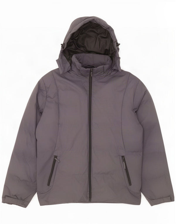 MC Kee's Chaqueta acolchada con capucha para hombre UK 40 Grande Gris Poliéster
