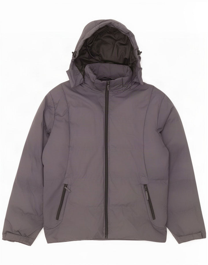 MC Kee's Chaqueta acolchada con capucha para hombre UK 40 Grande Gris Poliéster