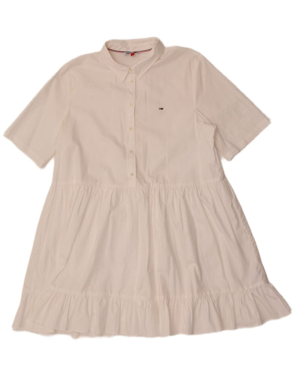 Tommy Hilfiger Vestido acampanado para mujer UK 44 Grande Algodón blanco
