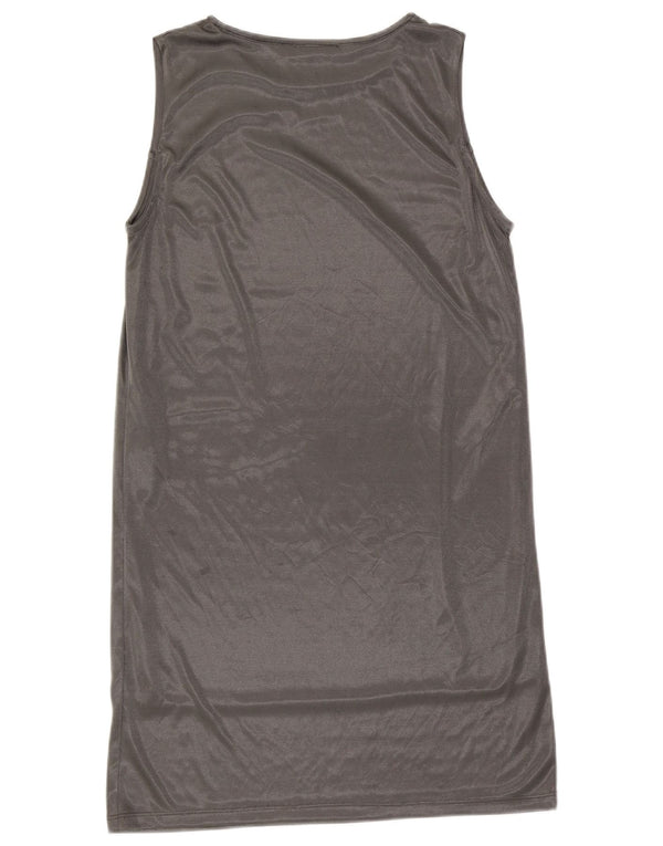 Zara Vestido recto sin mangas para mujer UK 44 Poliéster plateado grande