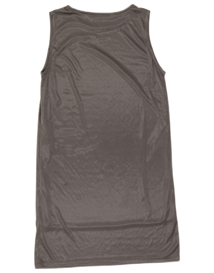 Zara Vestido recto sin mangas para mujer UK 44 Poliéster plateado grande