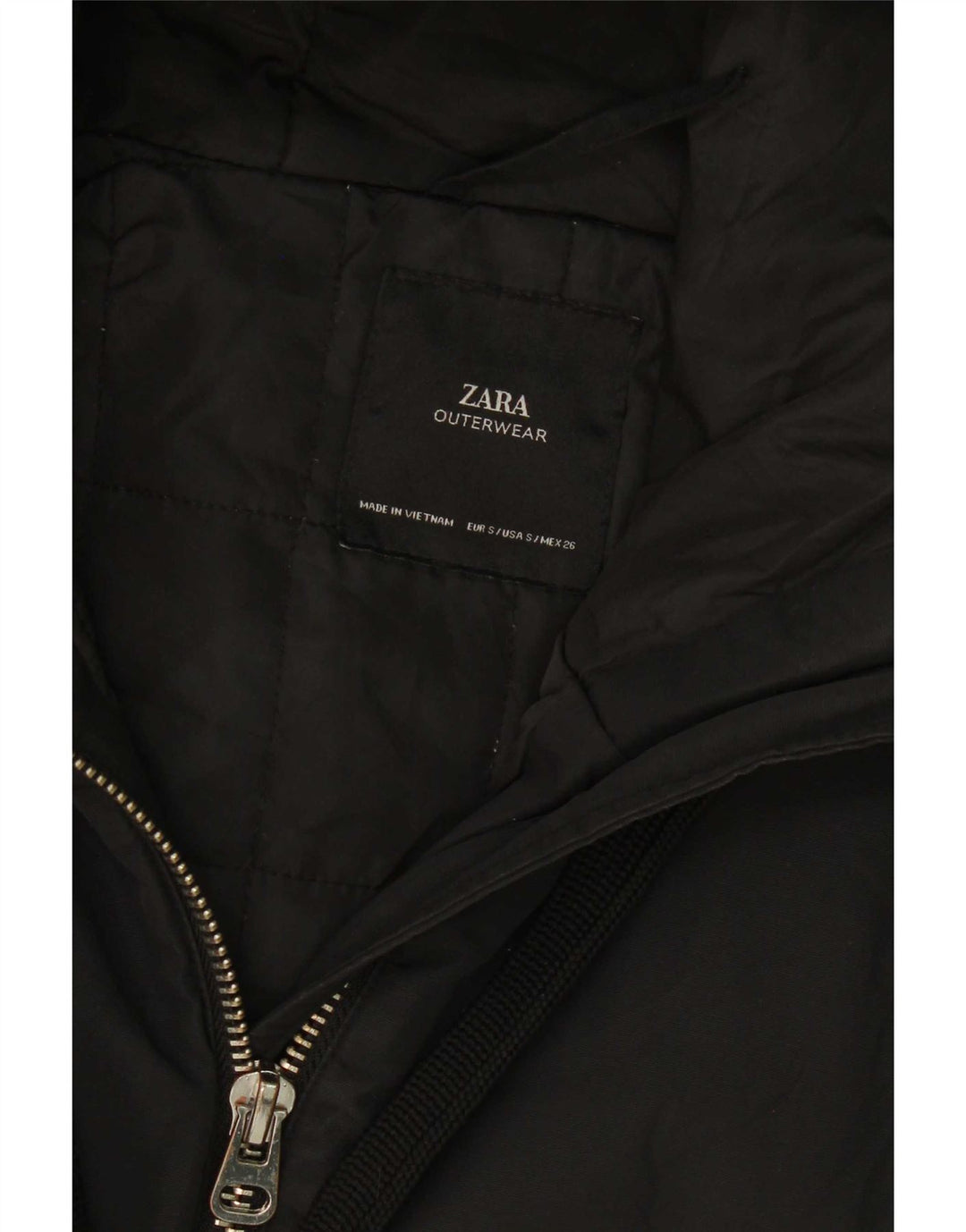 Zara Mujer Chaqueta Acolchada Extragrande Con Capucha UK 10 Small Black