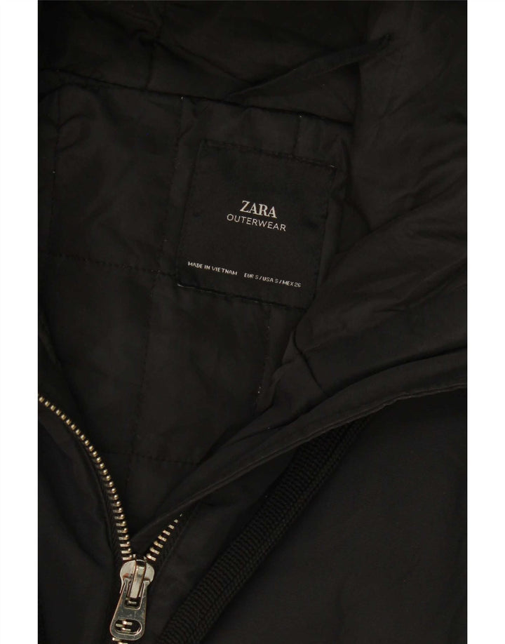 Zara Mujer Chaqueta Acolchada Extragrande Con Capucha UK 10 Small Black
