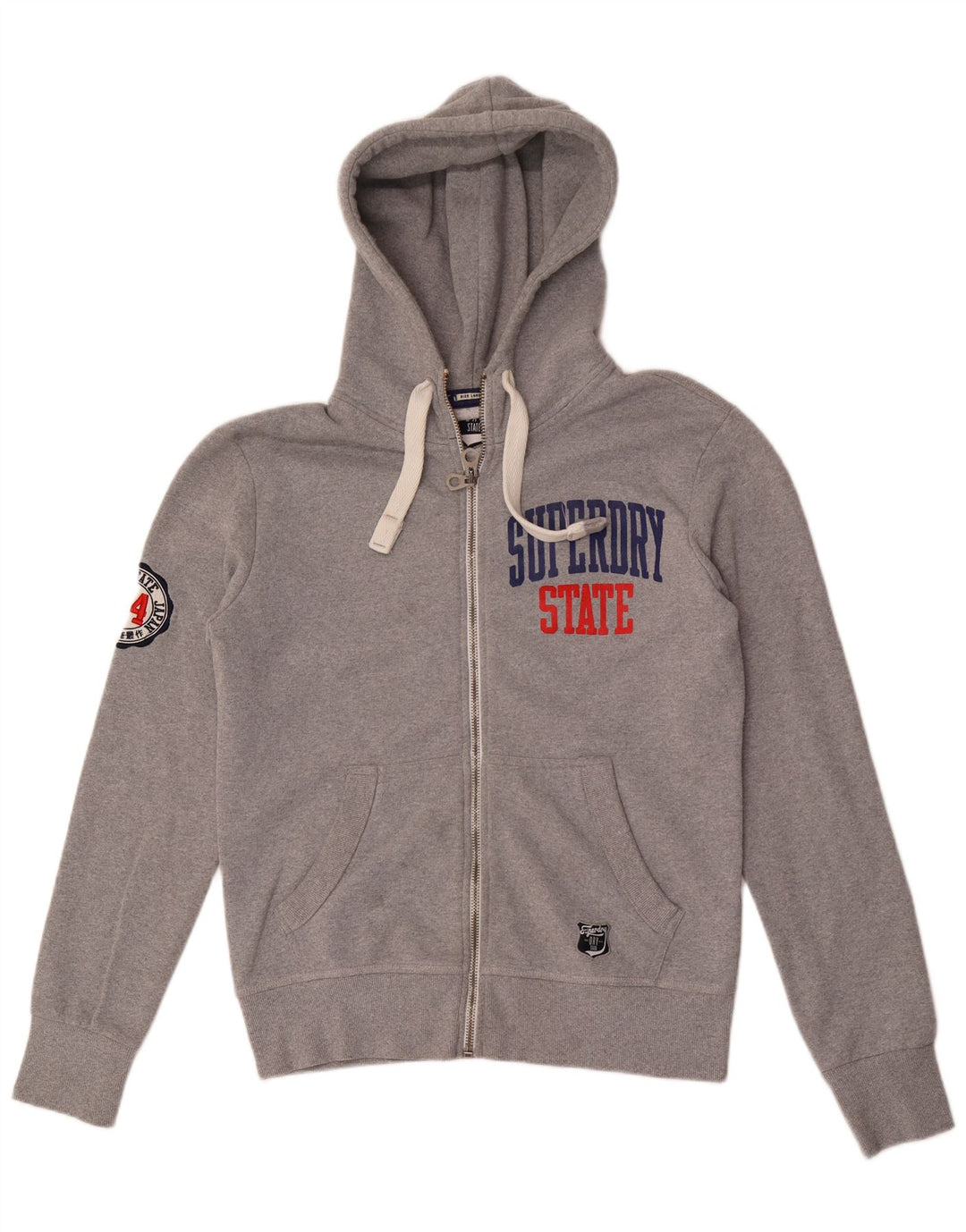 SUPERDRY Suéter con capucha y cremallera gráfica para hombre Poliéster gris grande