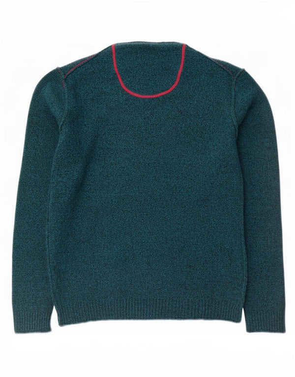 White Stuff Suéter tipo jersey con cuello en V para mujer UK 46 Large Lana moteada verde