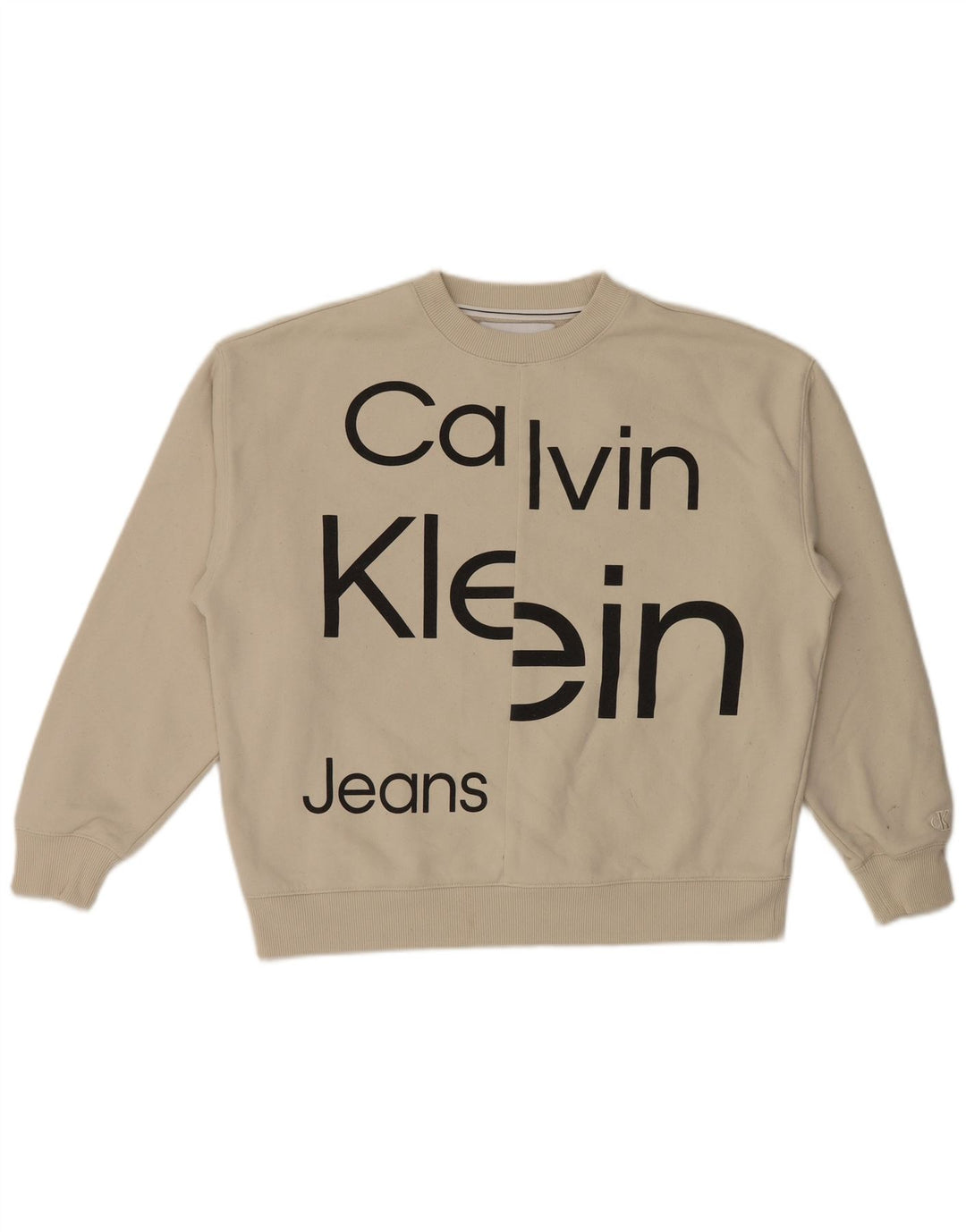 Calvin Klein Jeans Hombre Sudadera Gráfica Jumper Algodón Blanco Mediano