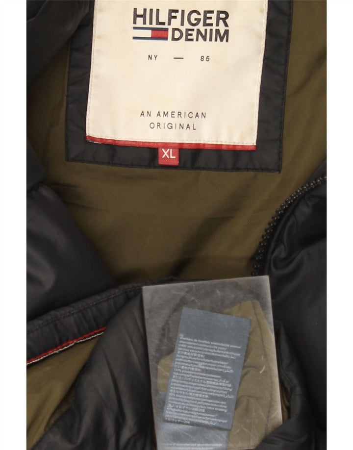 TOMMY HILFIGER Chaqueta acolchada con capucha para hombre UK 42 XL Poliéster negro