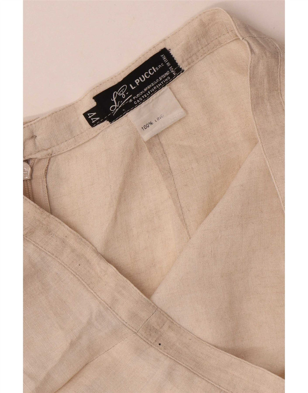 Falda midi para mujer L.Pucci IT 44 Medium W28 Lino beige
