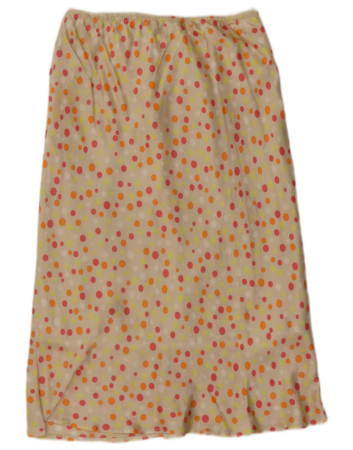 VINTAGE Maxi Falda Mujer W26 Pequeño Lunares Beige