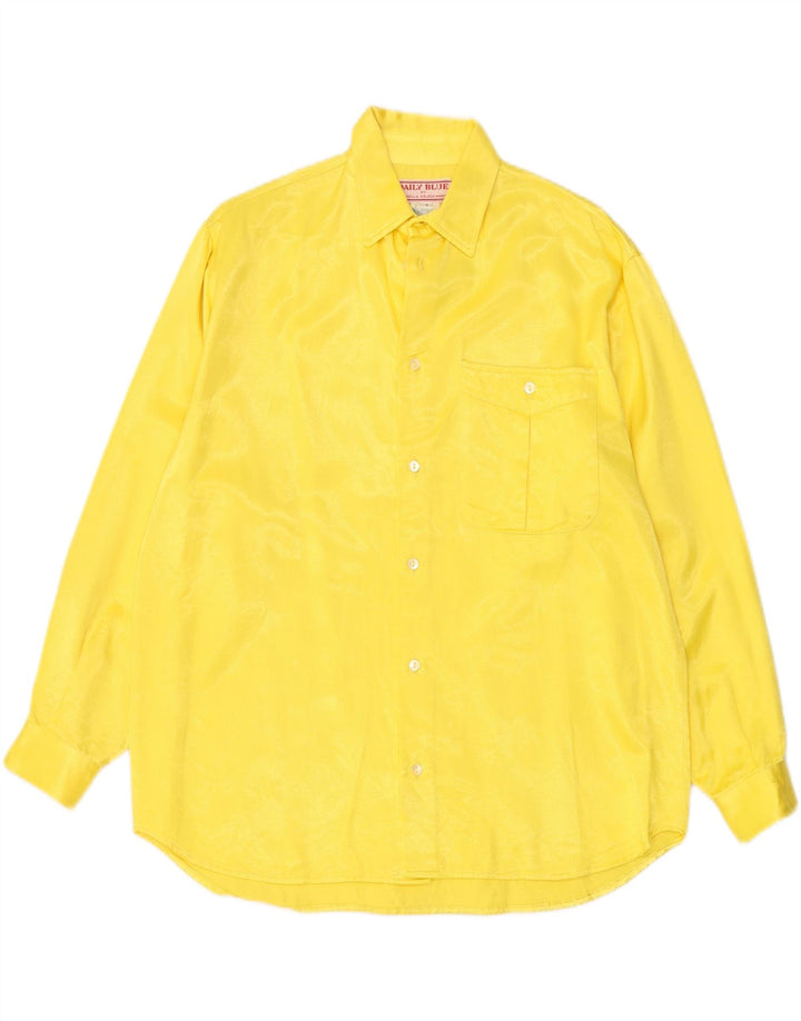 ROSSELLA GOLDSCHIMIED Mens Shirt Medium Yellow Cotton