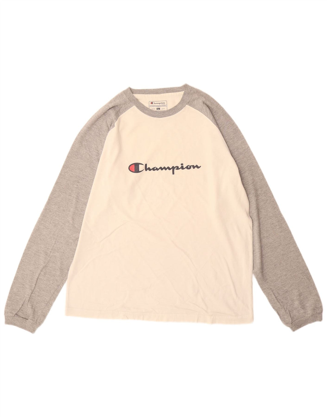 Champion Top gráfico de manga larga con bloques de color blanco grande para hombre