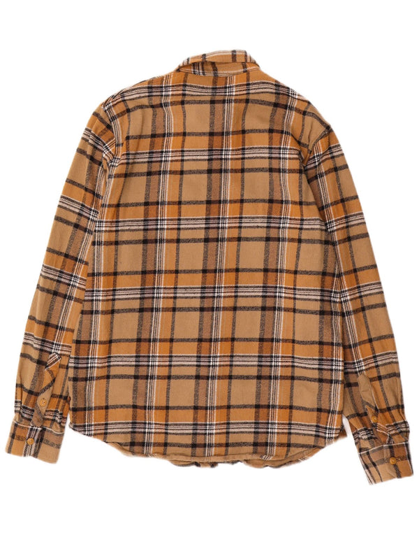 VOLCOM Camisa de franela para hombre Large Brown Check Cotton