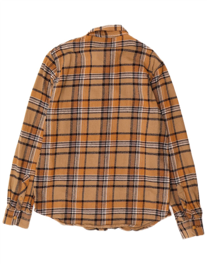 VOLCOM Camisa de franela para hombre Large Brown Check Cotton