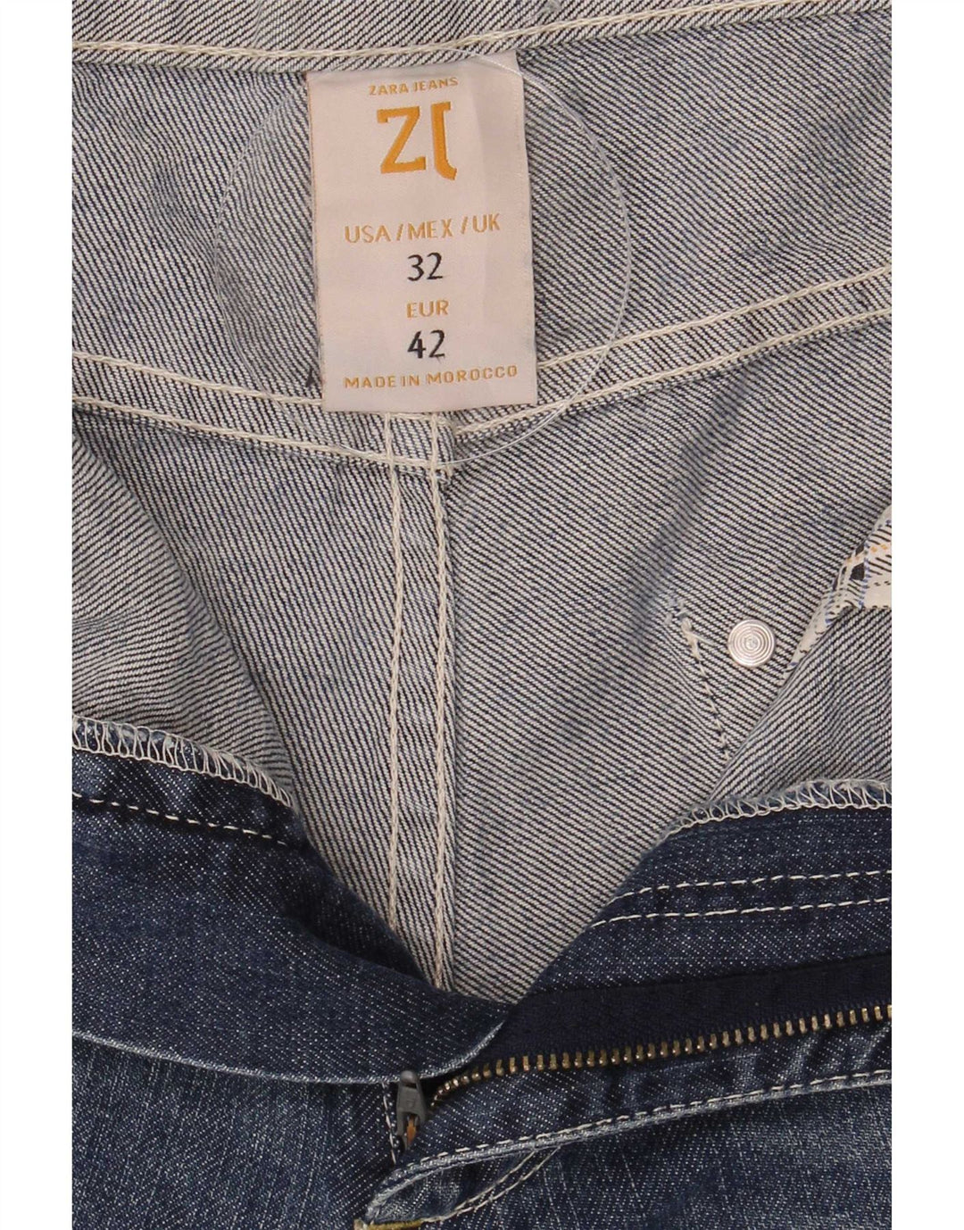 Zara Pantalones cortos de mezclilla para hombre EU 42 Large W32 Azul marino
