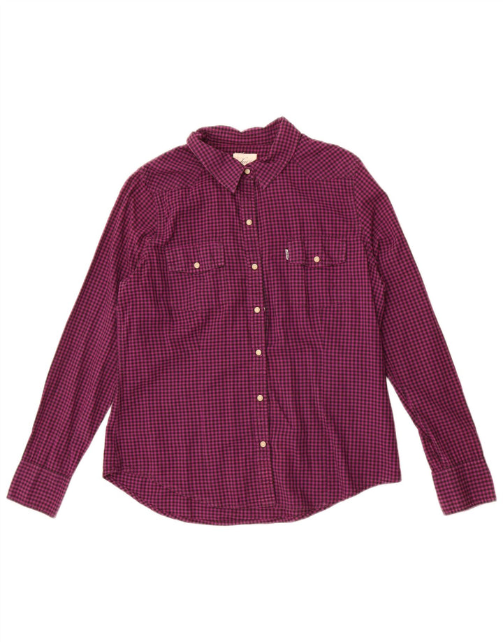 Camisa Levi's para mujer UK 46 Algodón a cuadros morado grande