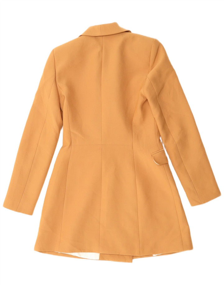 Zara Chaqueta tipo blazer larga con doble botonadura para mujer UK 6 XS Naranja Poliéster