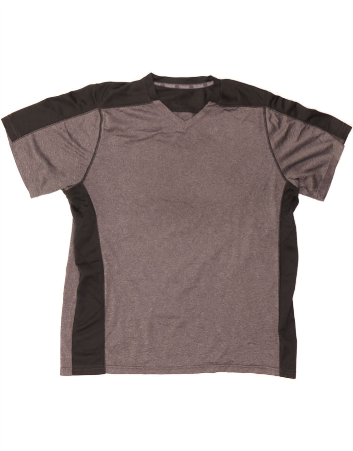 REEBOK Mens T-Shirt Top Medium Grey Colourblock Polyester Vintage Reebok and Second-Hand Reebok from Messina Hembry 