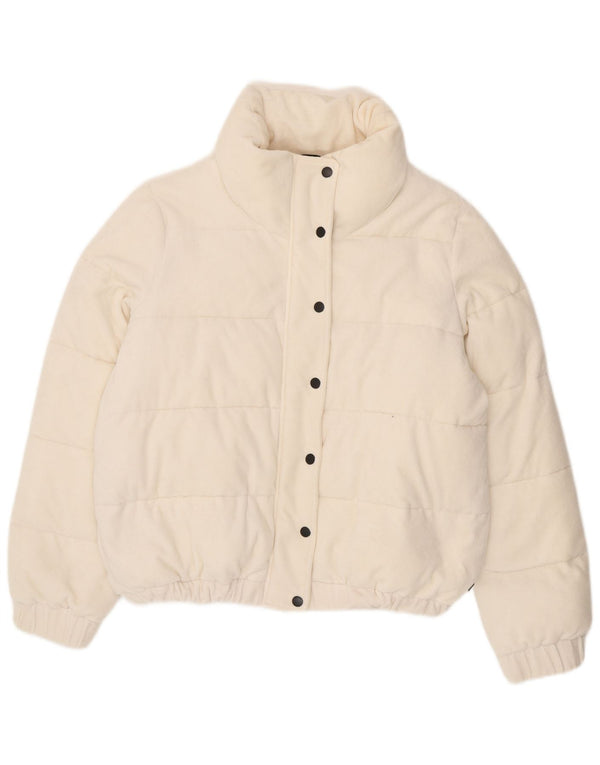Dkny Chaqueta acolchada gráfica para mujer UK 46 Grande Algodón blanco