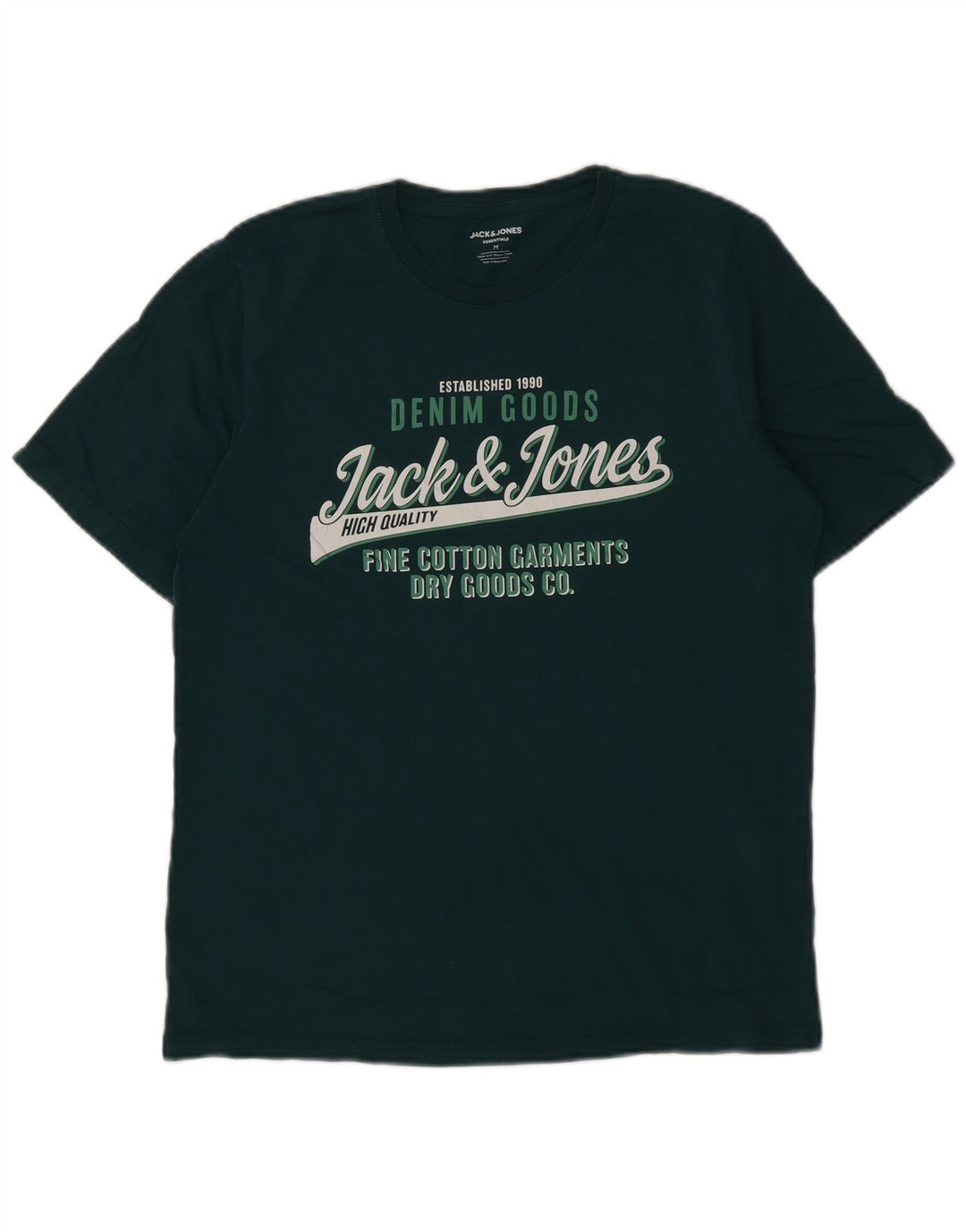 JACK & JONES Mens Graphic T-Shirt Top Medium Green Cotton