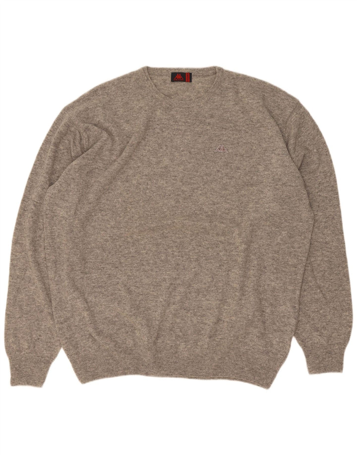 Kappa Jersey de cuello redondo para hombre, talla 3XL, lana de cordero gris