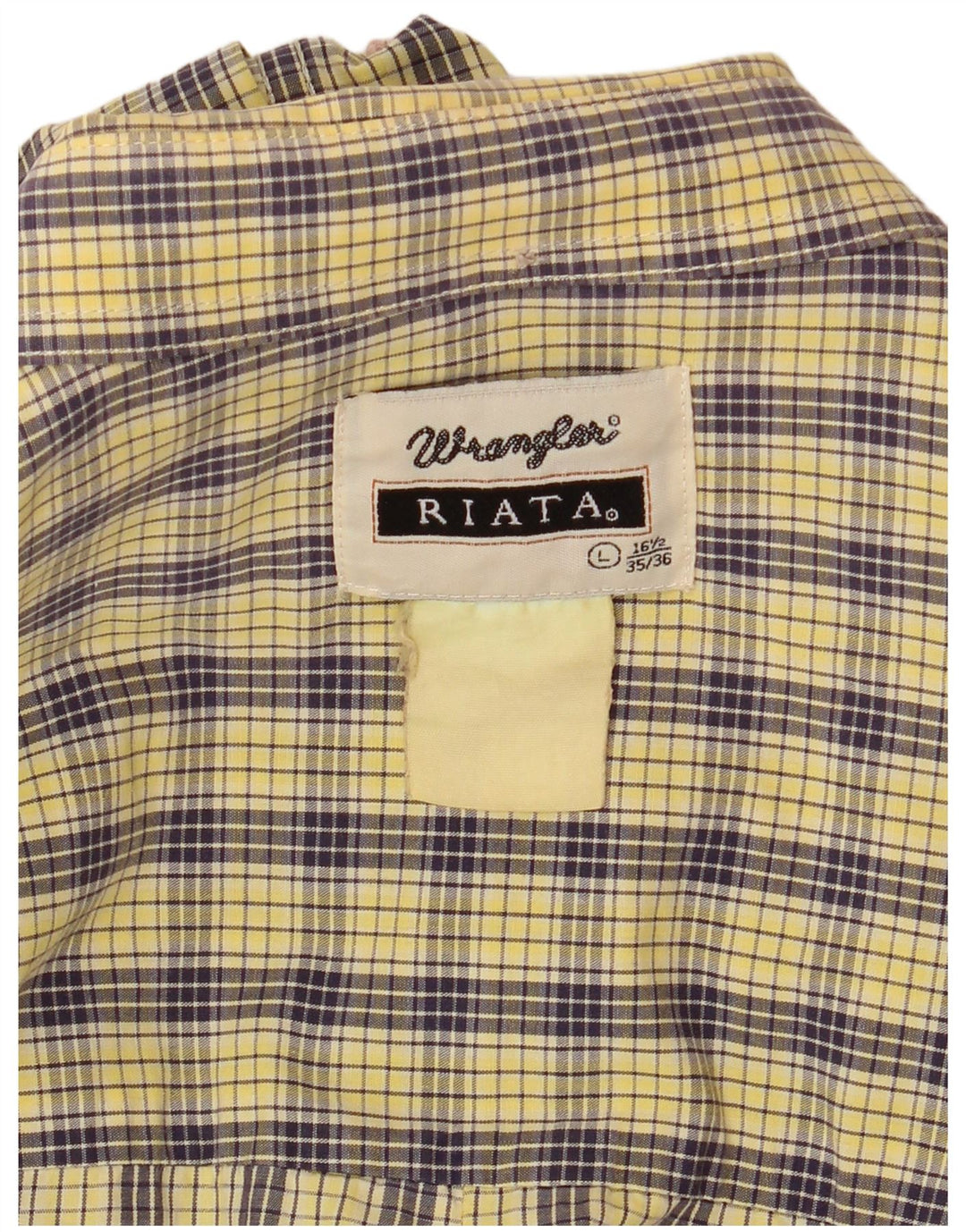 Wrangler Camisa Riata para hombre talla 16 1/2 grande a cuadros amarillos