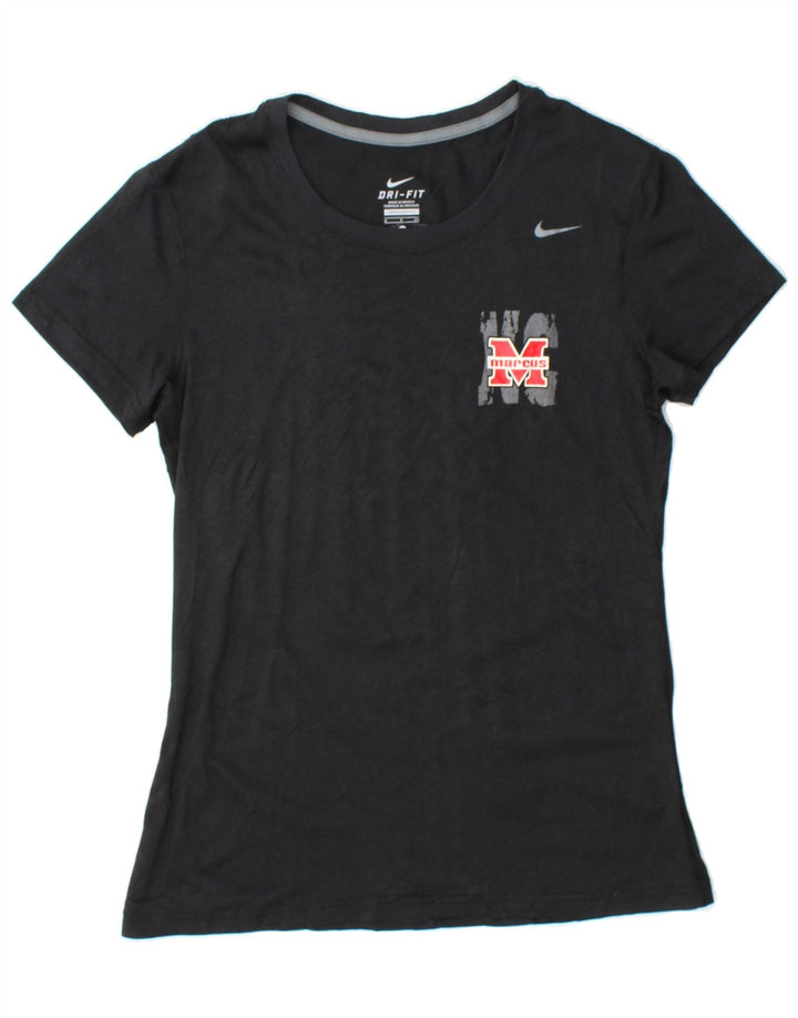 NIKE Womens Dri Fit Graphic T-Shirt Top UK 10 Small Black Polyester Vintage Nike and Second-Hand Nike from Messina Hembry 