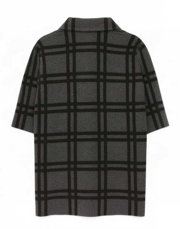 Zara Abrigo extragrande para mujer UK 46 Poliéster a cuadros gris grande