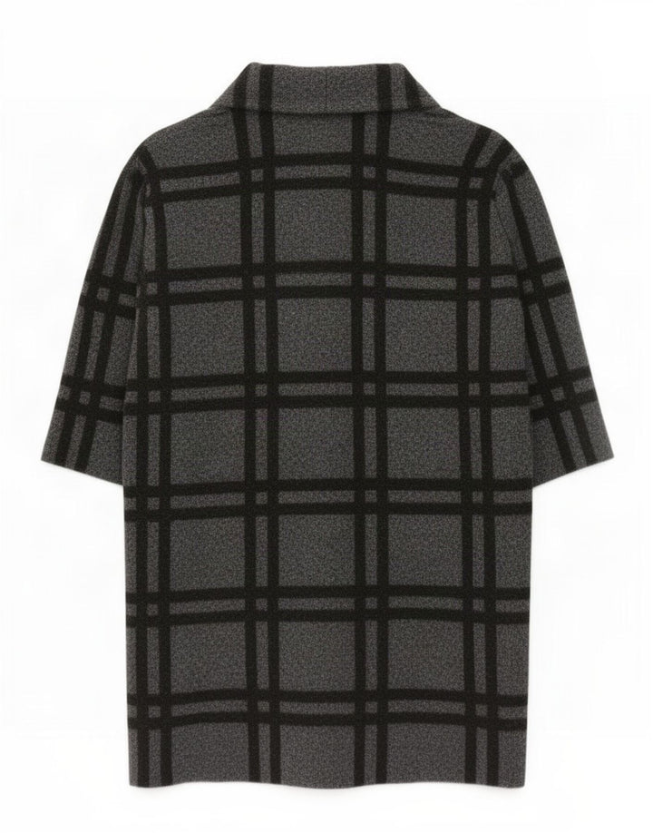 Zara Abrigo extragrande para mujer UK 46 Poliéster a cuadros gris grande