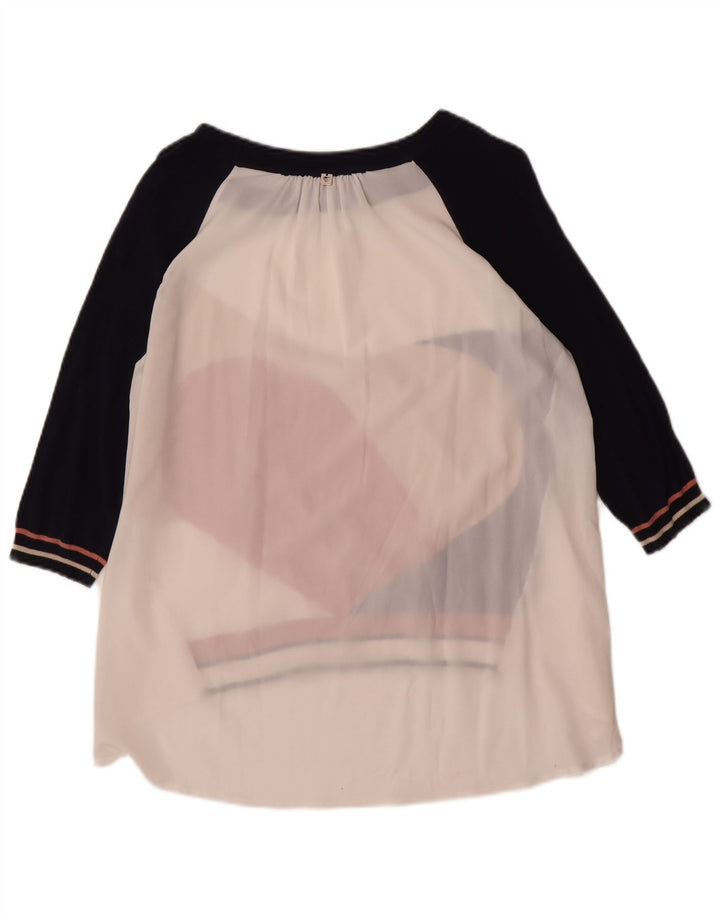SIMONA BARBIERI Top tipo túnica con estampado abstracto para mujer Reino Unido 40 Grande Blanco