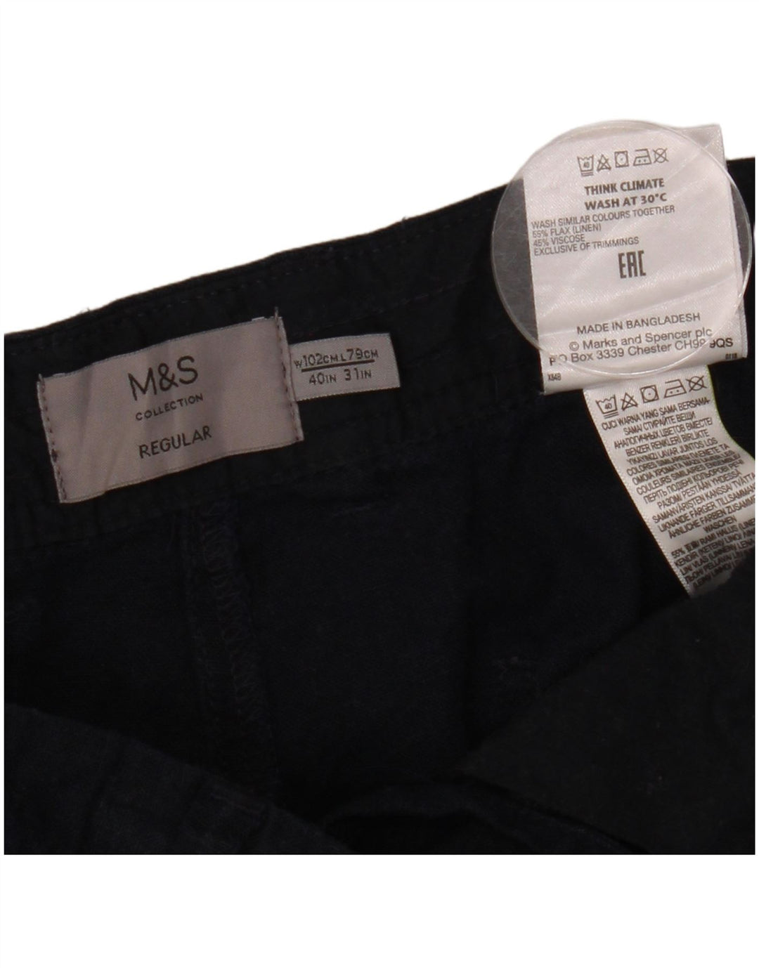 Marks & Spencer Pantalón chino regular cónico para mujer W40 L31 Azul marino