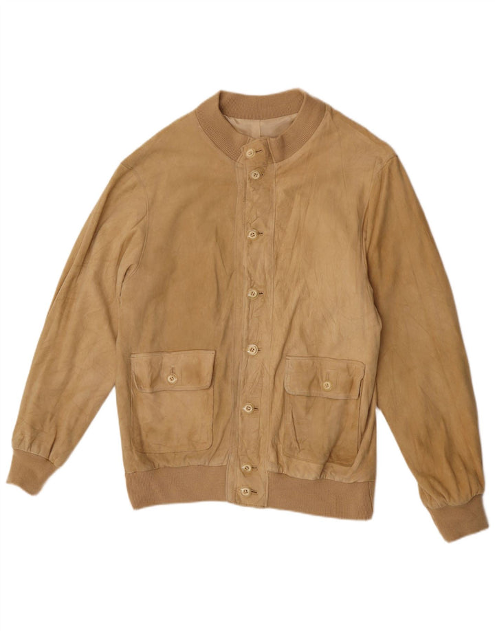 Vintage hombres ante bomber chaqueta Reino Unido 38 medio beige