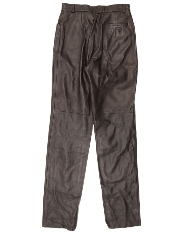 Woodlands Pantalones de cuero de cintura alta para mujer UK 12 Medium W26 L33 Negro