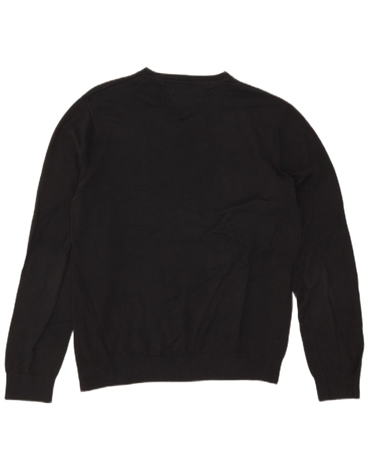 Tommy Hilfiger Jersey con Cuello en V para Hombre Suéter Medio de algodón Negro