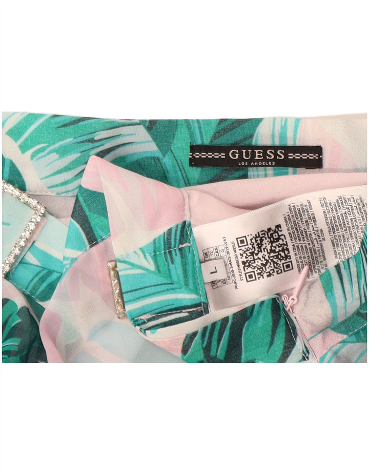 GUESS Falda acampanada para mujer UK 12 Medium W28 Poliéster floral azul