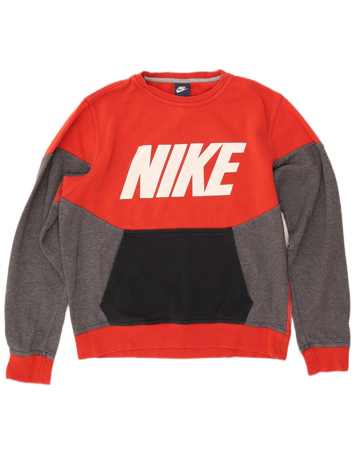NIKE Hombre Sudadera con gráfico Jumper Medium Red Colourblock Cotton
