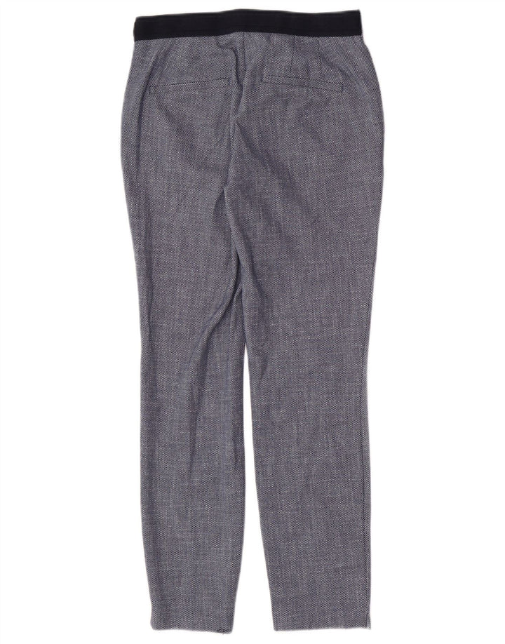 Zara Mujer Pantalón De Traje Slim Small W26 L27 Poliéster Geométrico Azul Marino
