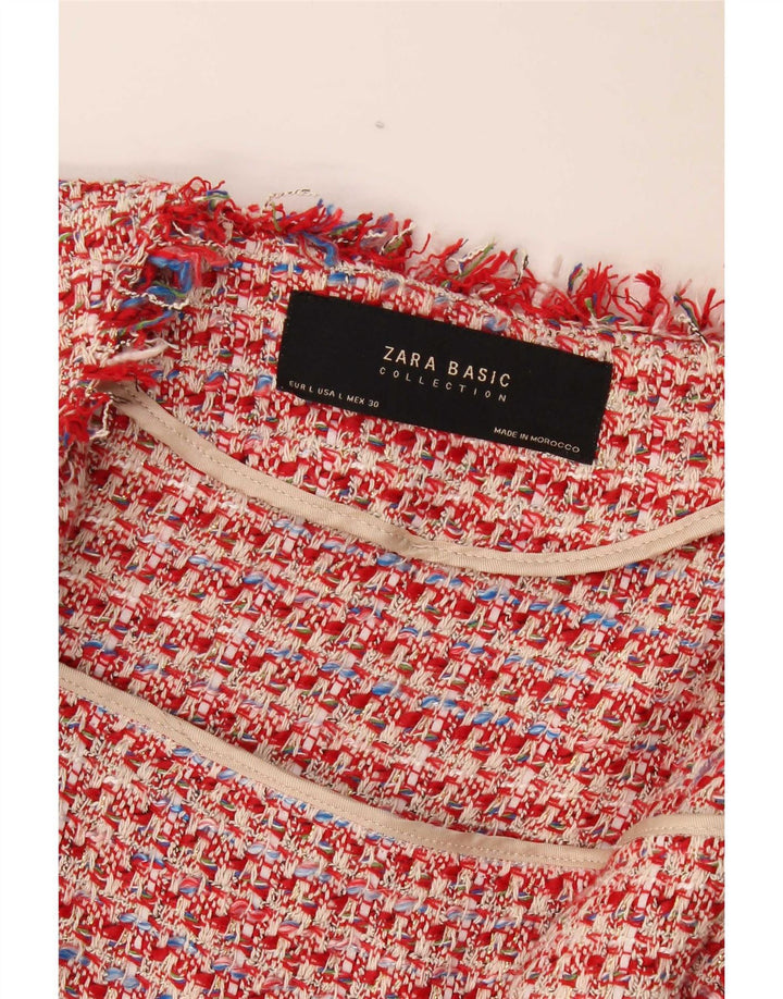 Zara Chaqueta Bolero Abierta para Mujer Reino Unido 46 Grande Rojo Moteado