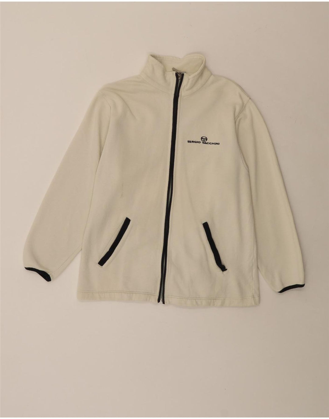 Sergio Tacchini Hombre Chándal Top Chaqueta Pequeña Blanco Roto