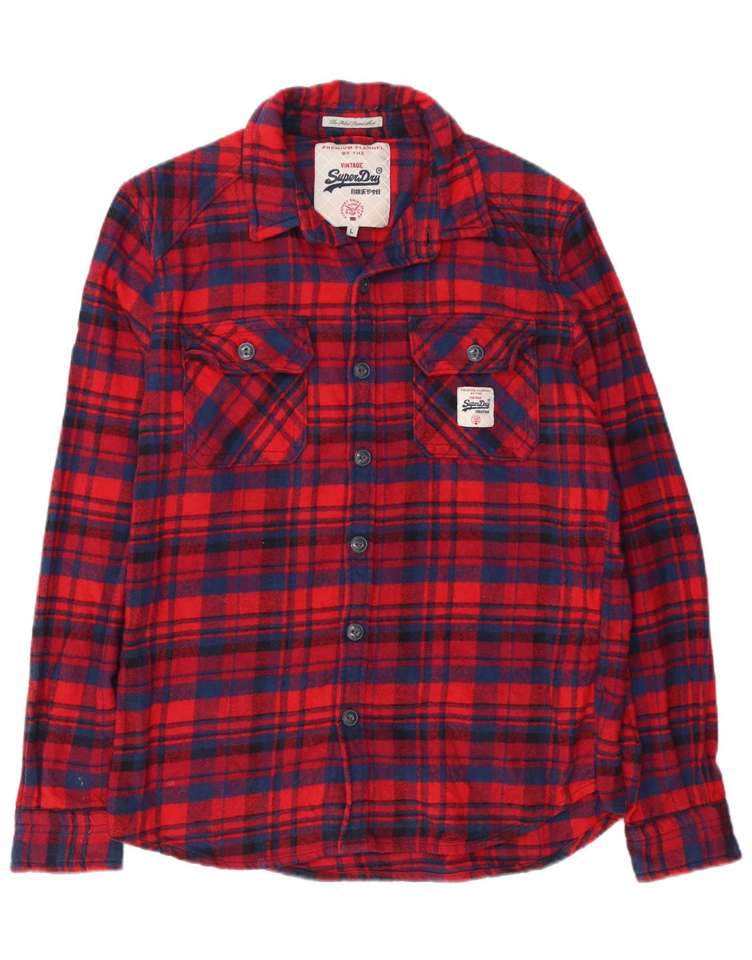 Superdry Camisa De Franela De Algodón Con Cuadros Rojos Grandes