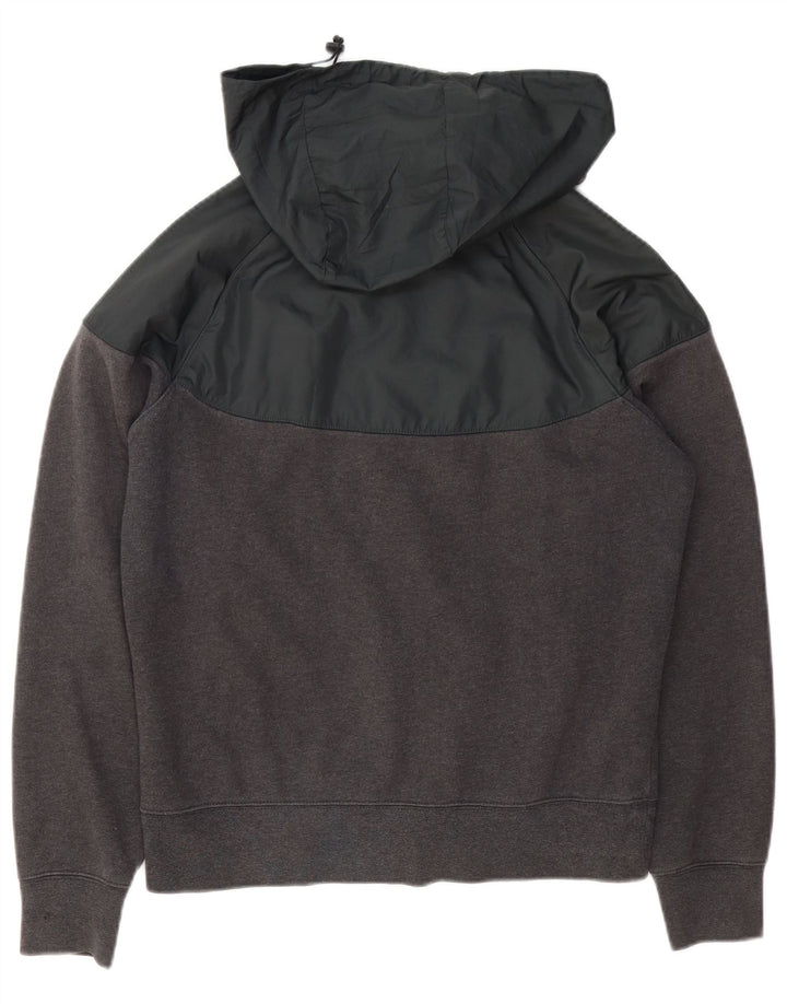 Nike - Sudadera con capucha y cremallera para hombre, algodón gris medio con bloques de color