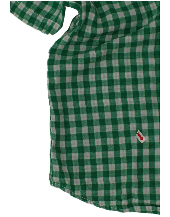 BENETTON Camisa Manga Corta Niño 10-11 Años Vichy Verde