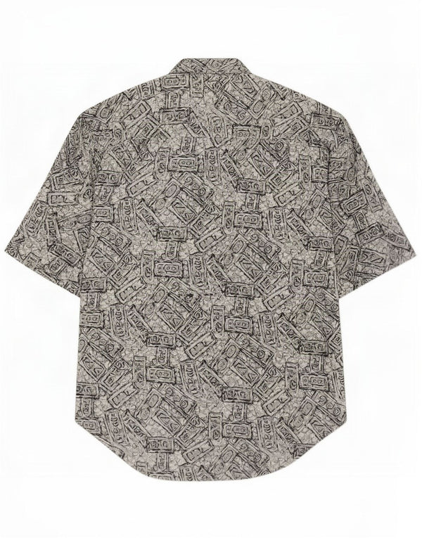 Camisa Vintage Hombre Manga Corta XL Gris Geométrica