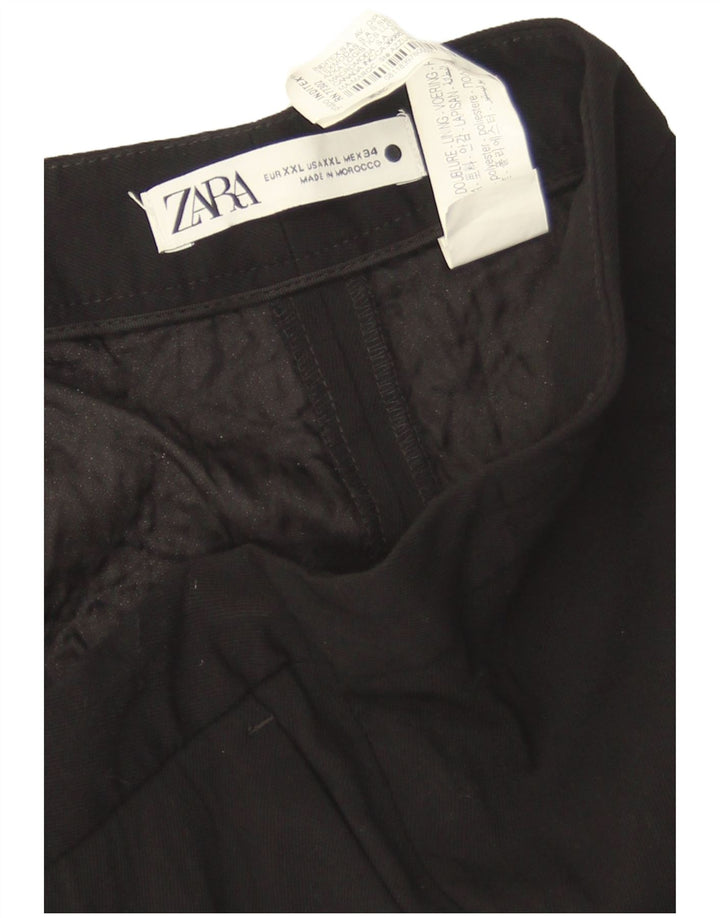 Zara Mujer Pantalón Casual Bootcut 2XL W42 L31 Poliéster Negro