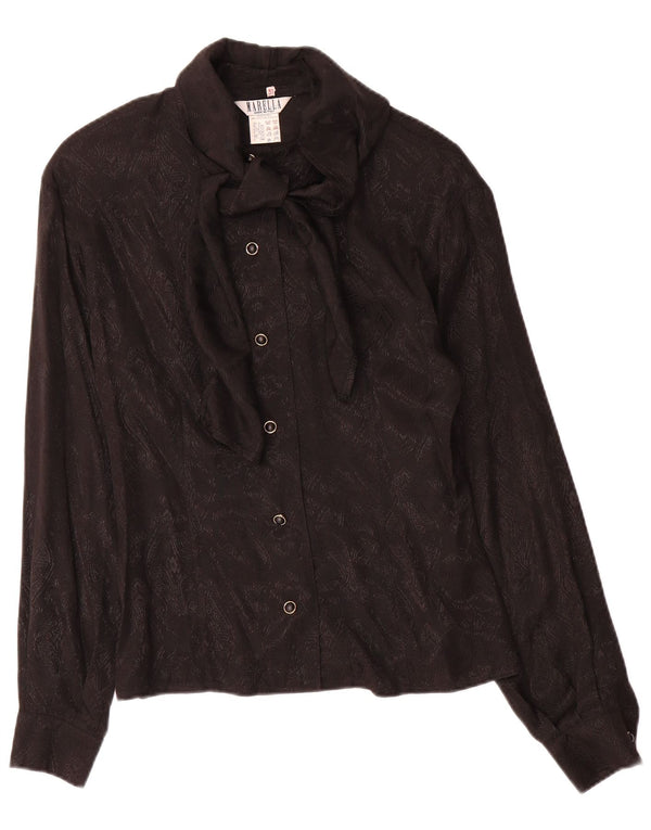 Marella Blusa camisera con lazo frontal para mujer Reino Unido 44 Grande Acetato de cachemira negro