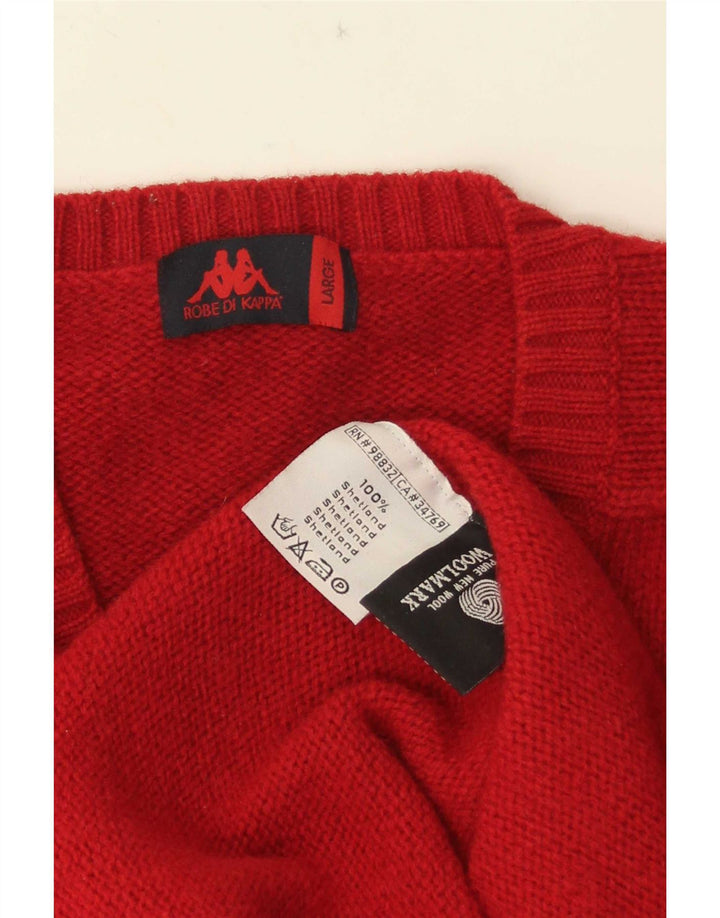 Kappa Hombre Jersey Con Cuello En V Jersey De Lana Roja Grande