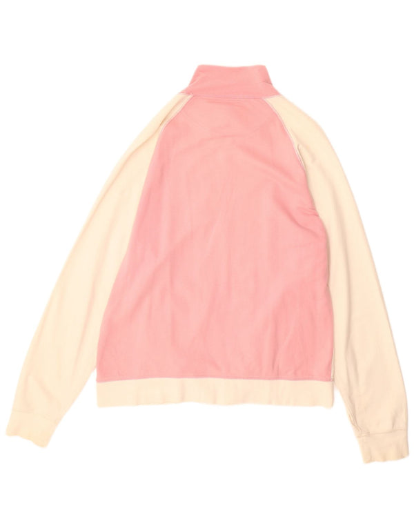 ASICS Womens Tracksuit Top Jacket UK 18 XL Pink Colourblock Cotton Sports