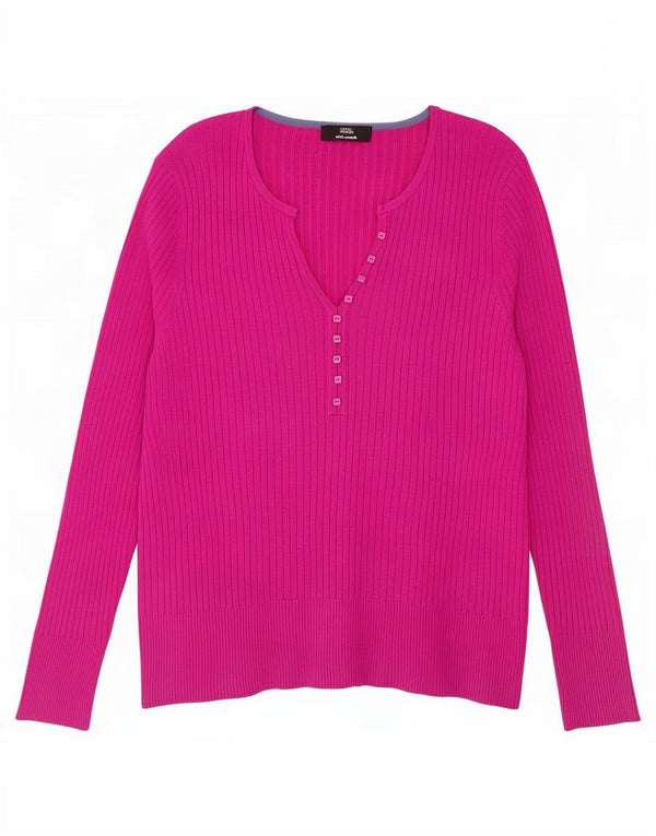Marks & Spencer Jersey con Cuello en V para Mujer UK 22 3XL Viscosa Rosa