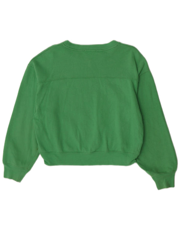 Zara Mujer Crop Oversize Sudadera Jumper UK 10 Small Verde Algodón