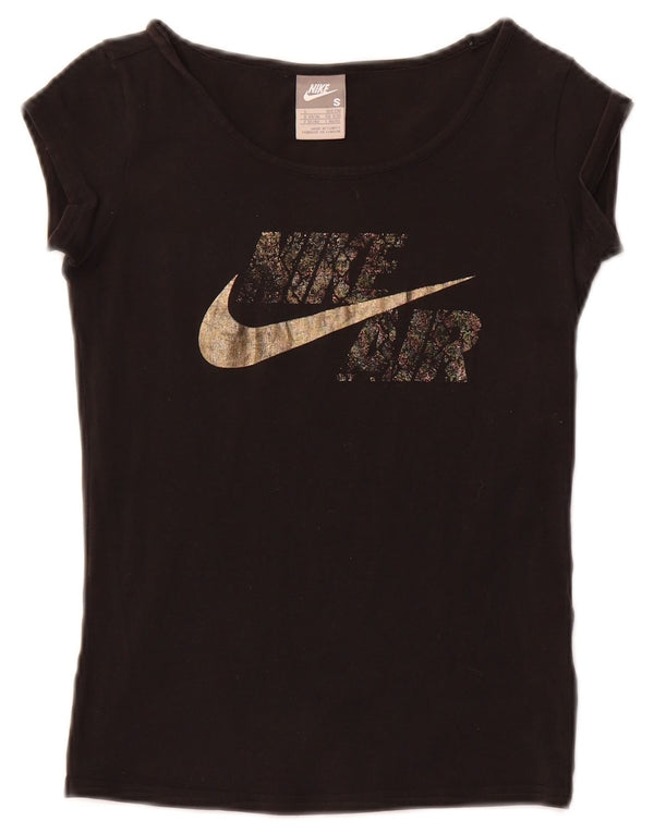 NIKE Mujer Air Crop Graphic Camiseta Top UK 8/10 Small Negro