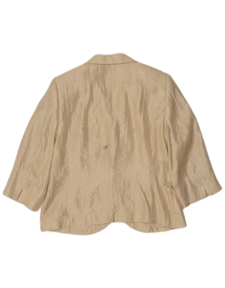Vintage mujer 3/4 manga 2 botones chaqueta blazer IT 42 beige medio